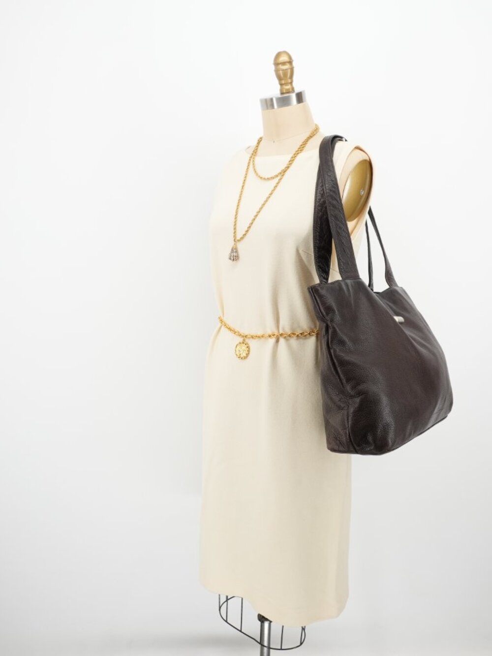 Large Leather Tote School Office Weekender Bag 90s Satchel Brown Travel Purse - Picture 13 of 15
